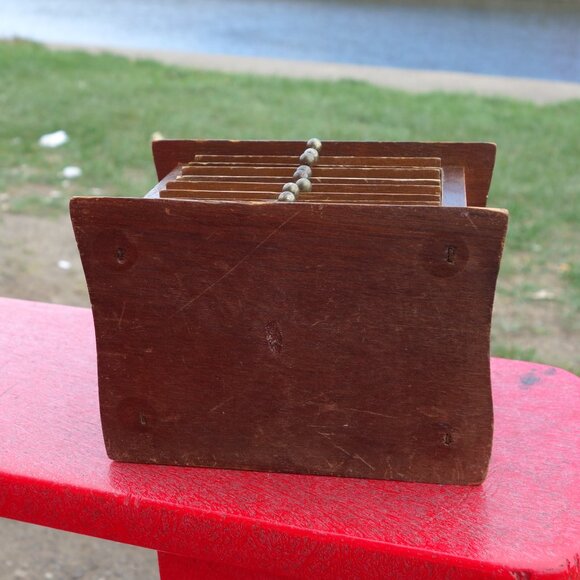 Vintage Wooden Coaster set with Mallard Duck Figurine Holder with 8 Coasters - Picture 14 of 14